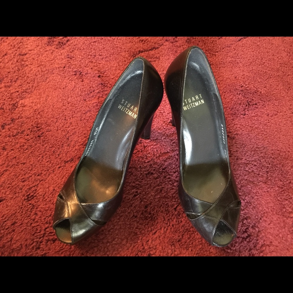 Stuart Weitzman black leather heels